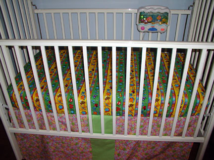 Finished crib sheet in Rosie's bed